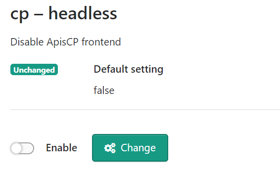 Toggle headless mode in ApisCP